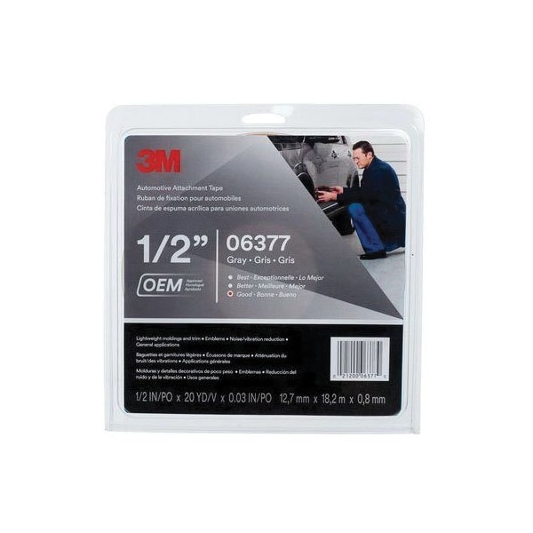 3M 3MTM Automotive Attachment Tape 06377, Gray, 1/2 in x 20 yd, 30 mil 7000126193 - main